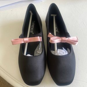 Black Satin flats
